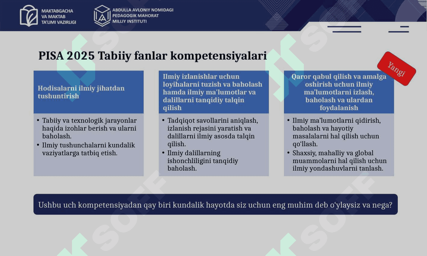 PISA TADQIQOTIDA TABIIY ILMIY SAVODXONLIGI 4