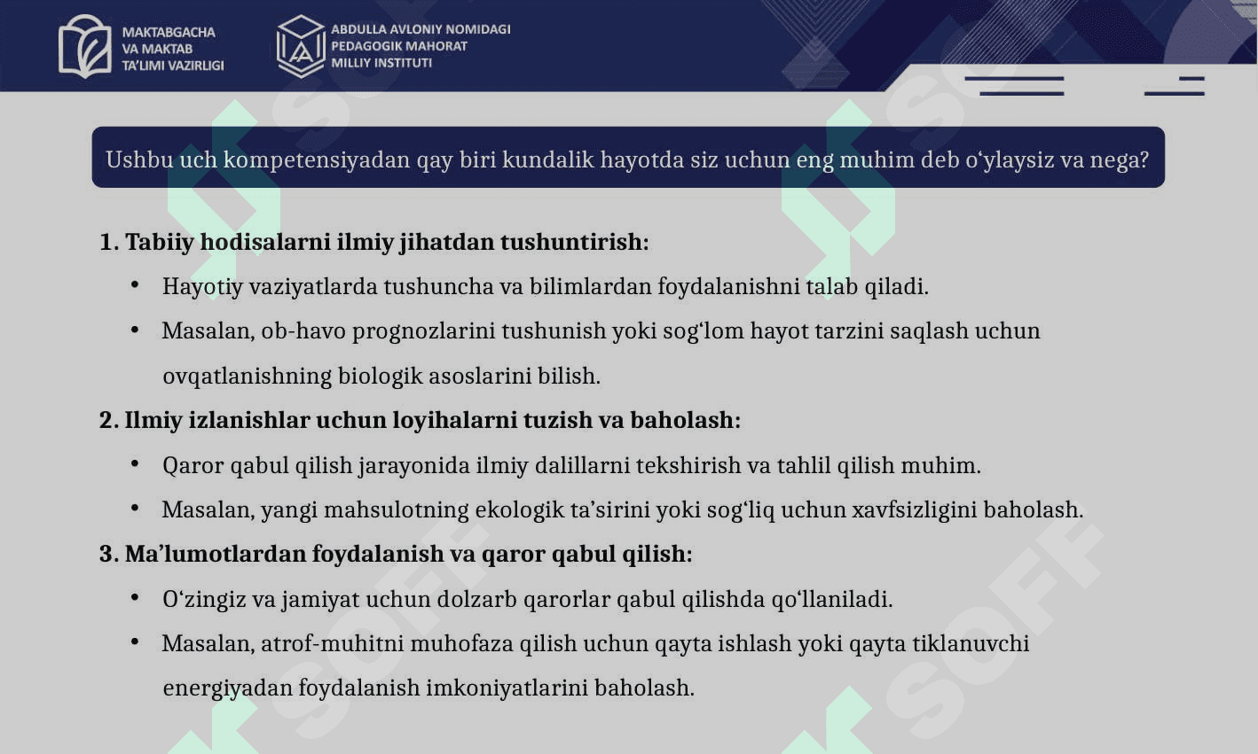 PISA TADQIQOTIDA TABIIY ILMIY SAVODXONLIGI 5