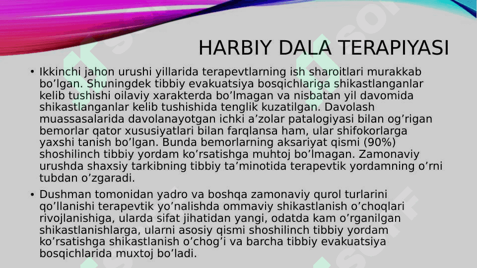 Harbiy sharoitlarda terapevtik yordam 3
