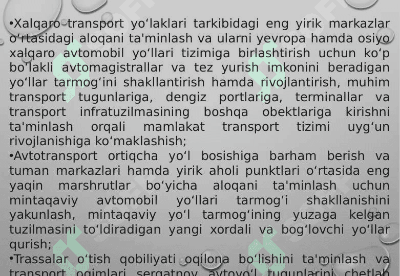 O'zbekistonRespublikasiavtomobil yo'llari tarmog'ining zamonaviy holati va zamonaviy avtomobil 6
