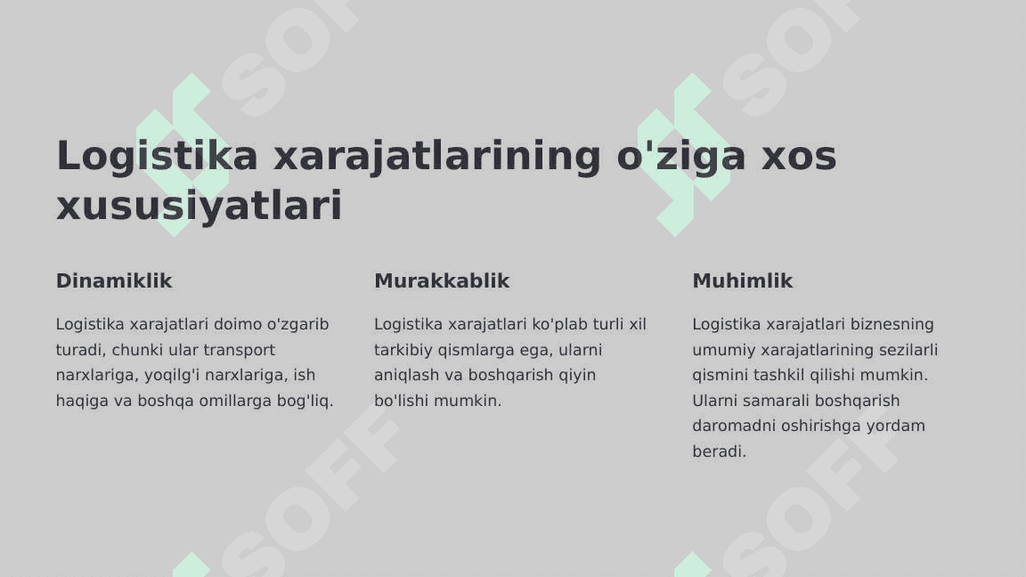 Logistika xarajatlari tarkibi 3