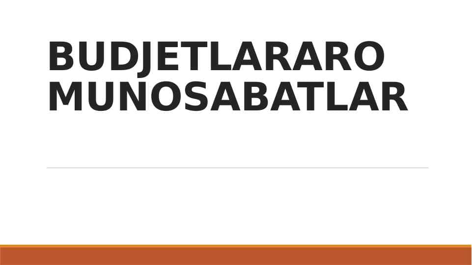 BUDJETLARARO MUNOSABATLAR
