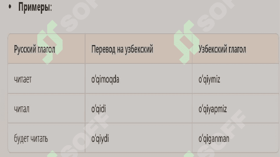 Глагол. Грамматические категории глагола в  русском и узбекском языках 4