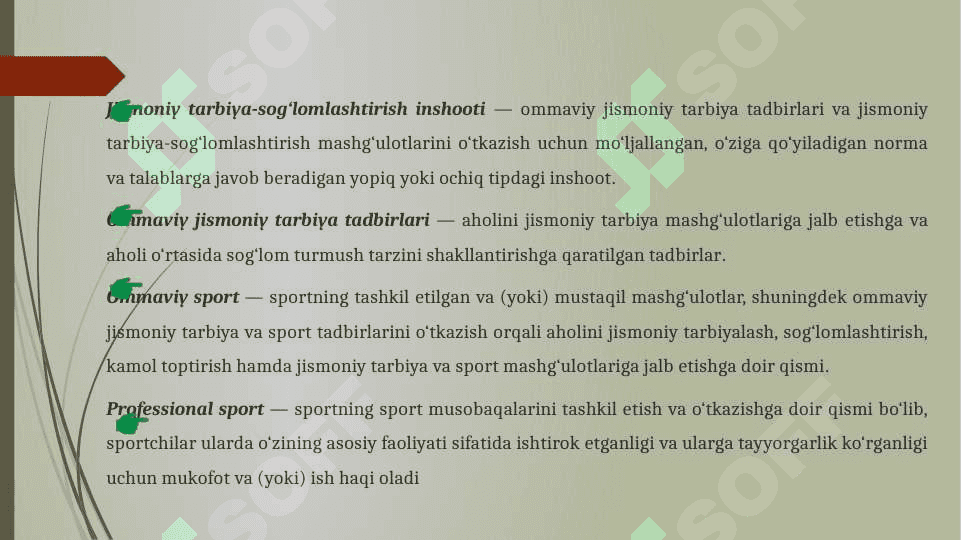 O’zbekiston Respublikasining “Jismoniy tarbiya va sport to’g’risida” gi qonuni va unda belgilangan moddalarni keng yoritilish 3