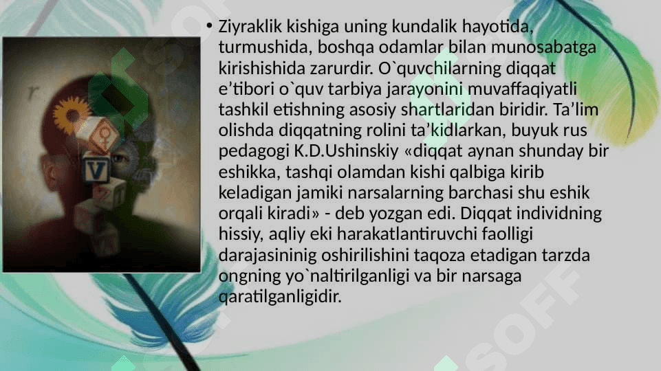 Diqqatning psixik o’rni haqida bahslar va uning tabiati 4