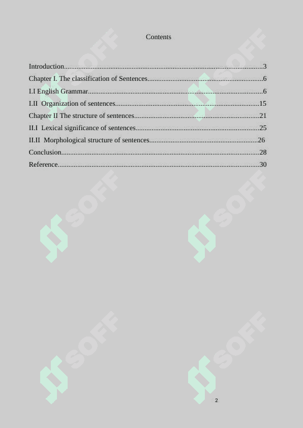 The classification of Sentences 2