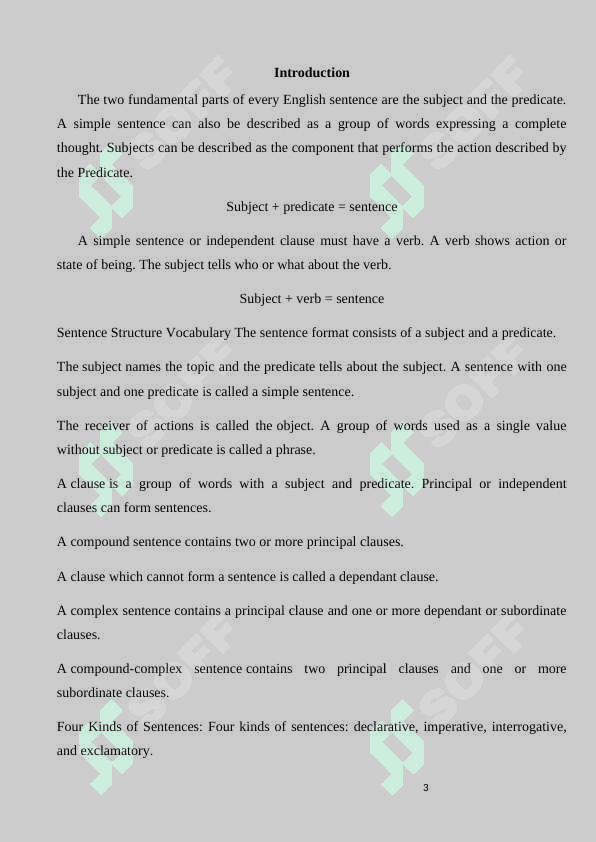 The classification of Sentences 3