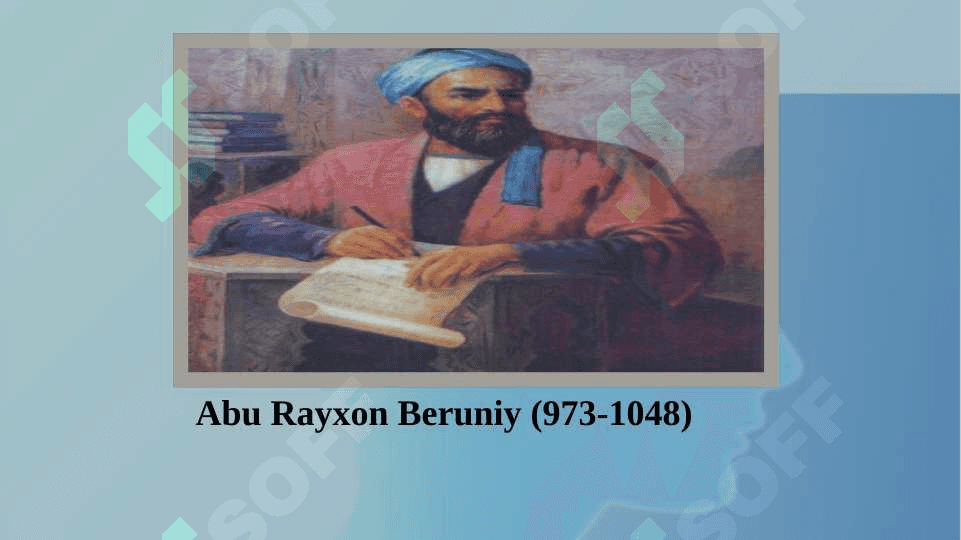 9-12 asrlarda mamlakatimiz hududlarida madaniy uygʻonish (reasans) buyuk allomalarning jahon sivilizatsiyasiga qoʻshgan hissasi 7