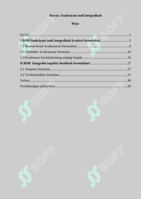 Funksiyani sonli integrallash 2