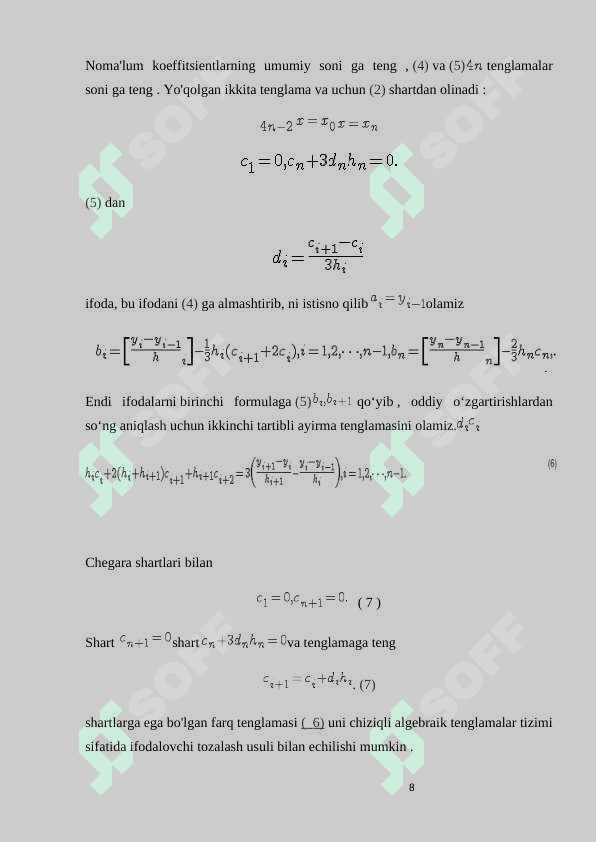Splaynlar yordamida interpolatsiyalash 8