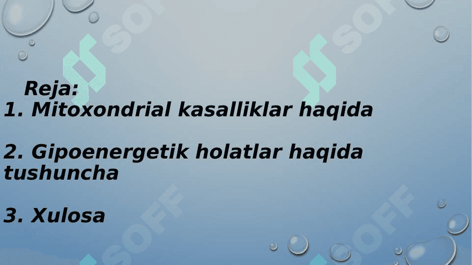 Mitoxondrial kasalliklar Gipoenergetik holatlar 2