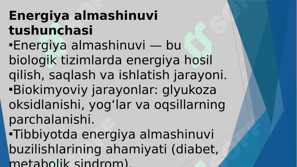 Energiya almashnuvning boshqarilishi 3