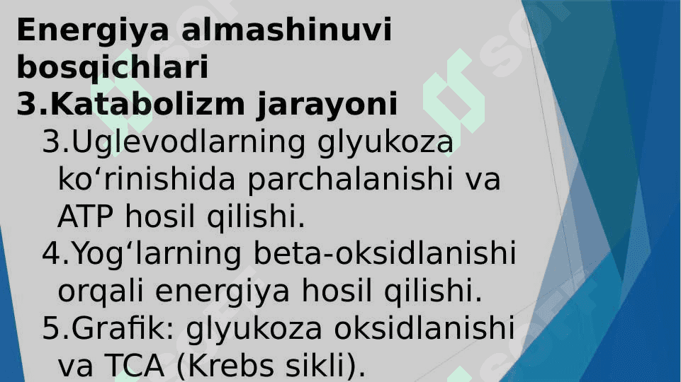 Energiya almashnuvning boshqarilishi 6