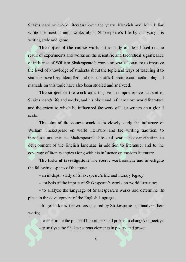 INFLUENCE OF SHAKESPEARE’S WORKS ON WORLD LITERATURE 4