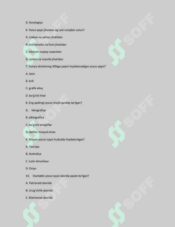 Tilshunoslik (test) 2
