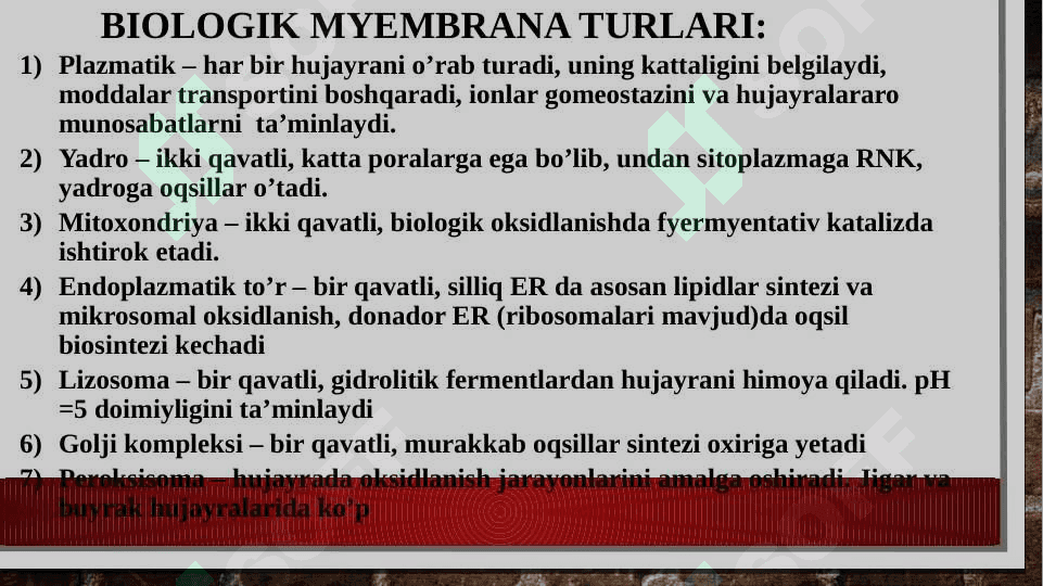 Hujayra membranalarining tuzilishi va vazifalari 3