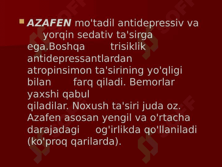 Depressiyaga qarshi moddalar.  Psixostimulyatorlar. 7