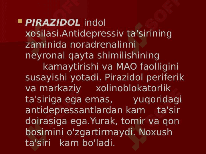 Depressiyaga qarshi moddalar.  Psixostimulyatorlar. 8