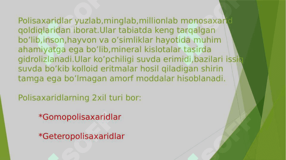 Polisaxaridlar . Kraxmal . Selluloza 3