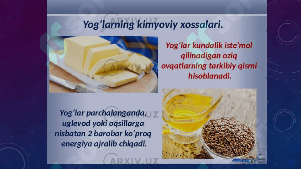 Lipidlar . Lipidlarning klassifikatsiyasi . Triglitseridlar . Fosfolipidlar . Sfingolipidlar Glikolipidlar 6