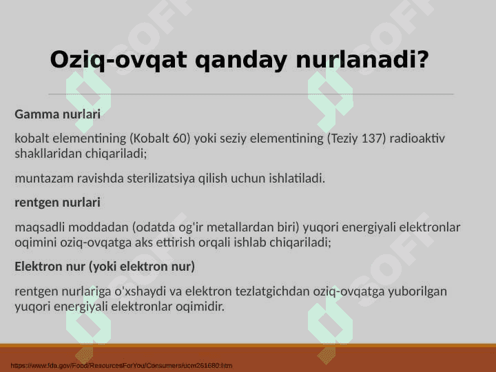 Oziq-ovqatlarni nurlantirish 6