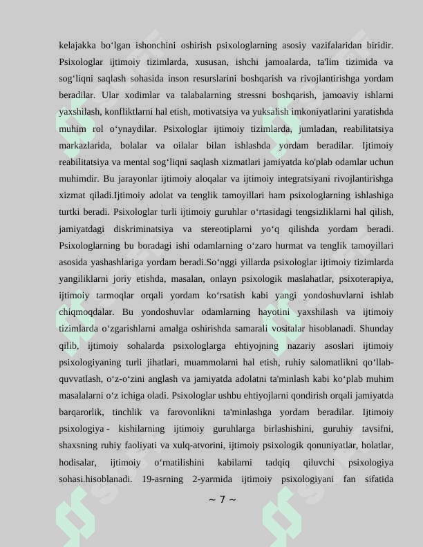 Ijtimoiy sohalarda psixologlarga ehtiyoj muammosining ilmiy asoslari 7