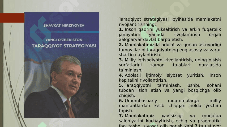 Yangi O‘zbekiston 2022-2026-yillarga mo‘ljallangan taraqqiyot strategiyasi mazmuni, mohiyati. 4