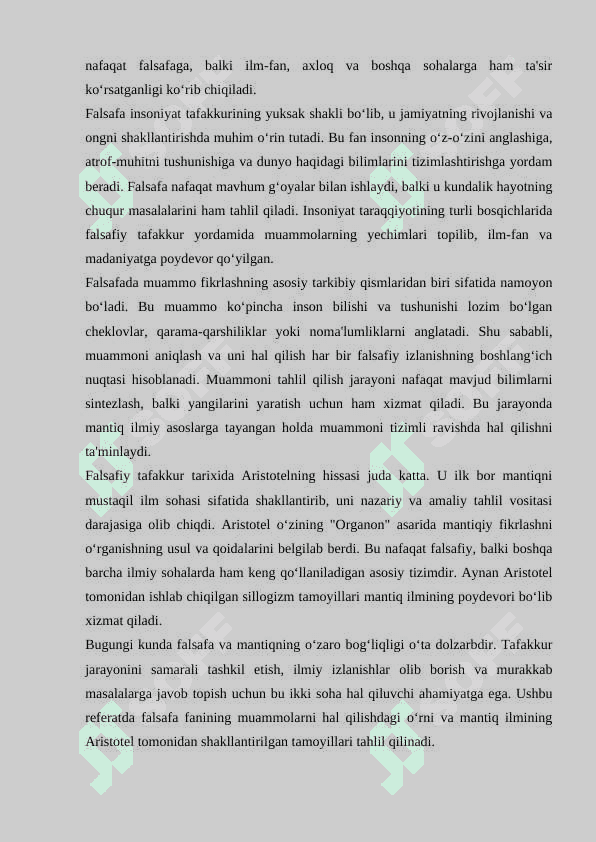 Muammo va uning tafakkur jarayonidagi tutgan oʻrni. Mantiq ilmi shakllanishida Aristotelning oʻrni 4