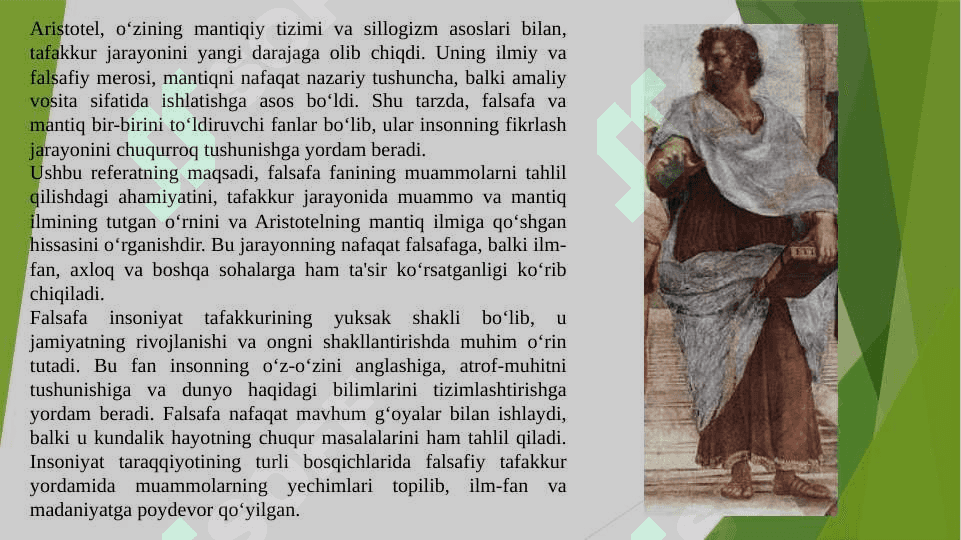 Muammo va uning tafakkur jarayonidagi tutgan oʻrni. Mantiq ilmi shakllanishida Aristotelning oʻrni 4