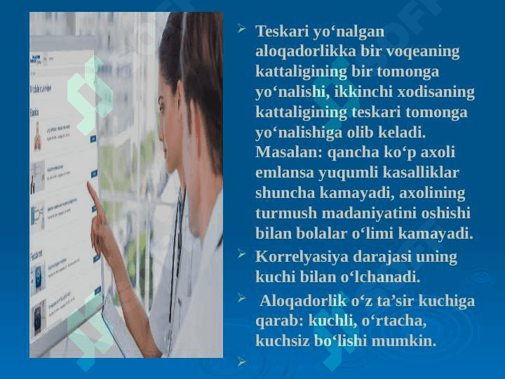 Korrelyatsiya koeffitsienti, uning baxolash usullari, statistik tahlil etishda qo‘llanilishi. Standartlashtirish, standartlashtirilgan ko‘rsatkichlarining axamiyati, ularni  hisoblash 8
