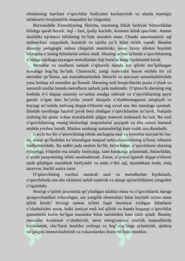 Ta’lim metodlari va vositalari. Ta’limni tashkil etish shakllari va turlari. 2