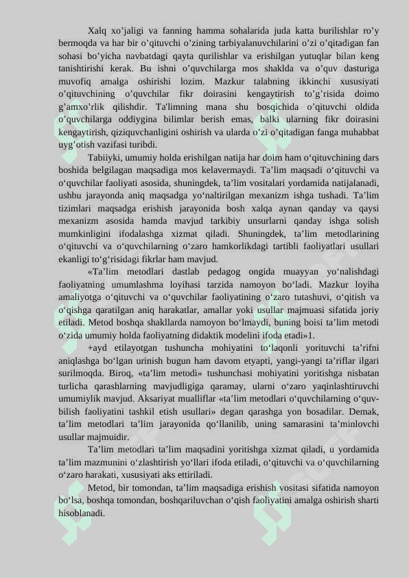 Ta’lim metodlari va vositalari. Ta’limni tashkil etish shakllari va turlari. 3