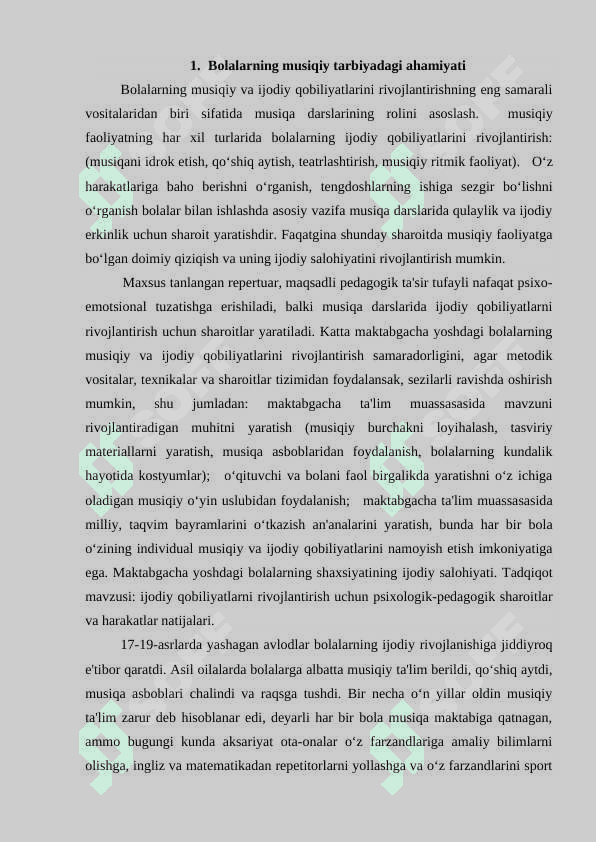 Musiqiy tarbiyaning ahamiyati 2