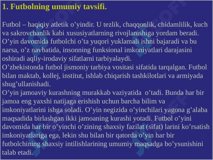 FUTBOL O’YIN TEXNIKASINING TASNIFI 3