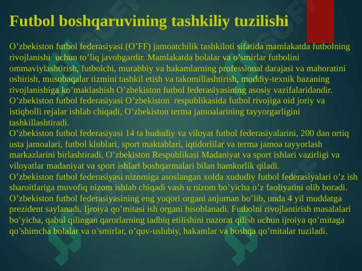 FUTBOL O'YINIDA JARIMA VA ERKIN TO'PGA ZARBA BERISH TEXNIKASINI O'RGATISH 7