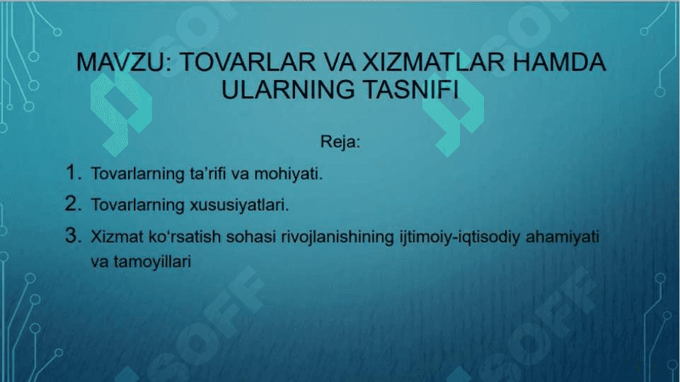 Tovarlar va xizmatlar  va ularning tasnifi 2
