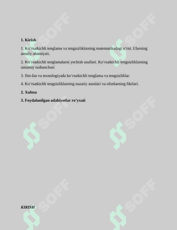 Ko'rsatkichli tenglama va tengsizliklar referat 2