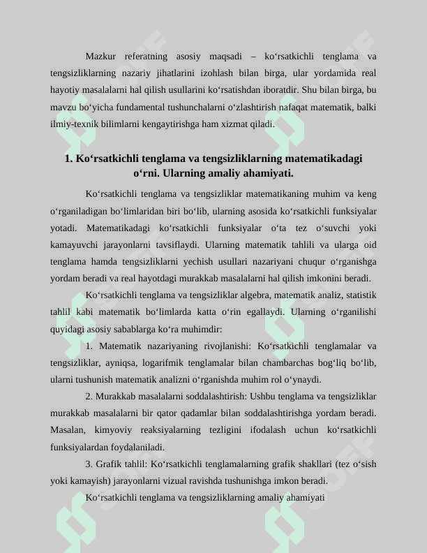 Ko'rsatkichli tenglama va tengsizliklar referat 4