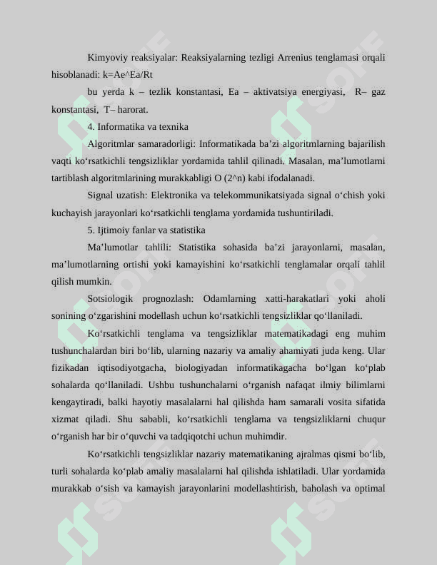Ko'rsatkichli tenglama va tengsizliklar referat 6