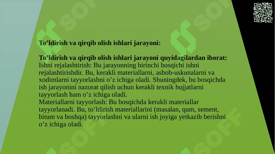 To’ldirish va qirqib olish ishlari 8