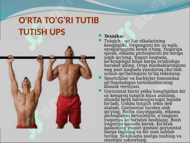 Baland va past turnikda tortinish mashqlarini bajarish 5