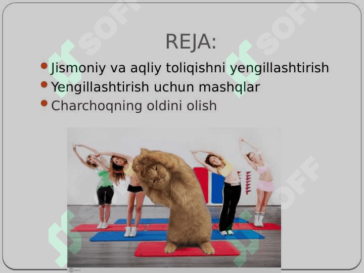 JISMONIY VA AQLIY TOLIQISHNI YENGILLASHTIRISH UCHUN MASHQLAR BAJARISH 2