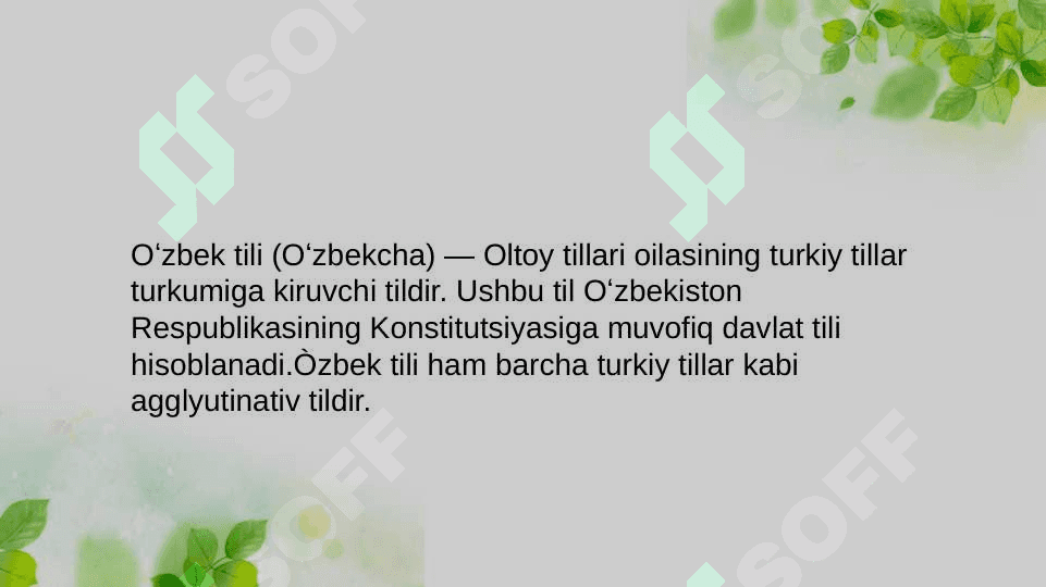 Oʻzbek tilining taraqqiyot bosqichlari .Davlat tilining nufuzini oʻshirish boʻyicha hukumat qarorlari. 6
