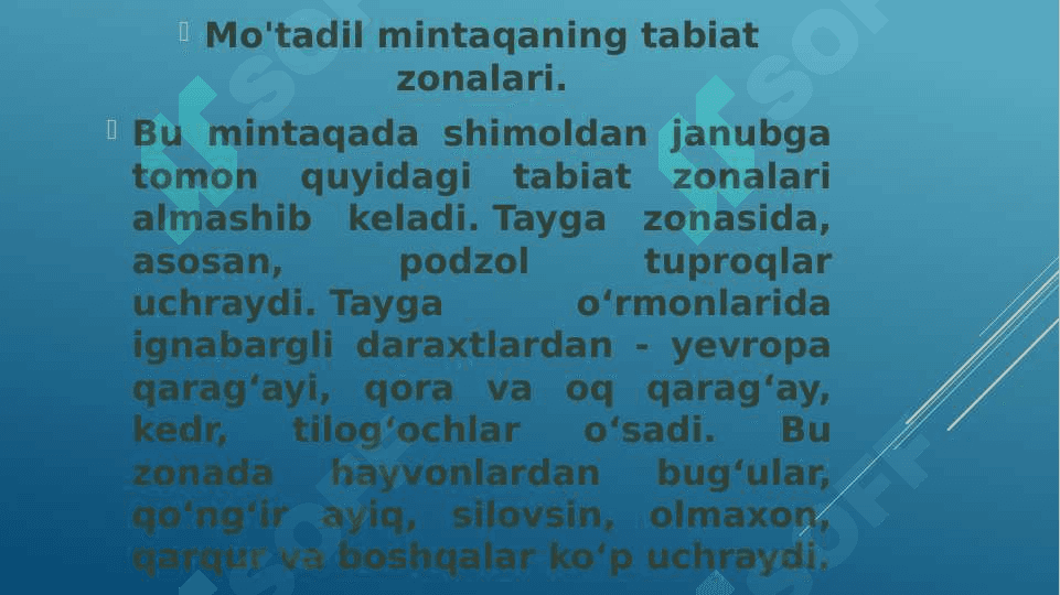 Mo'tadil iqlim mintaqadagi tabiat zonalarini 2