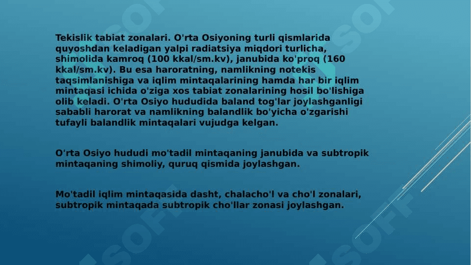 Mo'tadil iqlim mintaqadagi tabiat zonalarini 3
