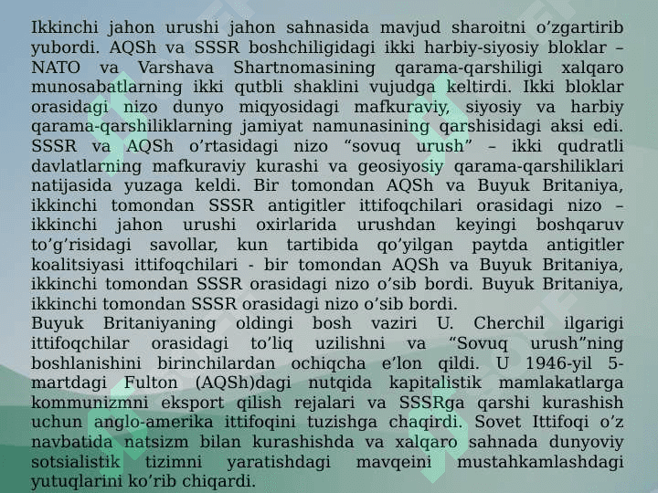 SOVUQ URUSH YILLARIDA XALQARO MUNOSABATLAR VA DIPLOMATIYA 3