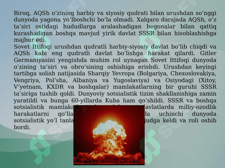 SOVUQ URUSH YILLARIDA XALQARO MUNOSABATLAR VA DIPLOMATIYA 6
