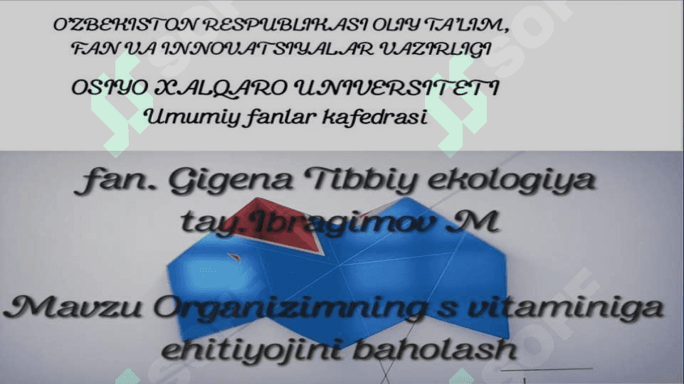 Organizmning S vitaminiga ehtiyojini baholash (rasm taqdimot) 2
