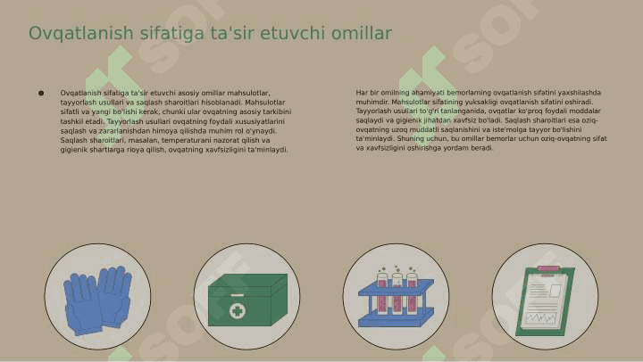 Bemorlarning ovqatlanishini tashkil qilish va ovqatlantrish sifatini gigeynik nazorati 4