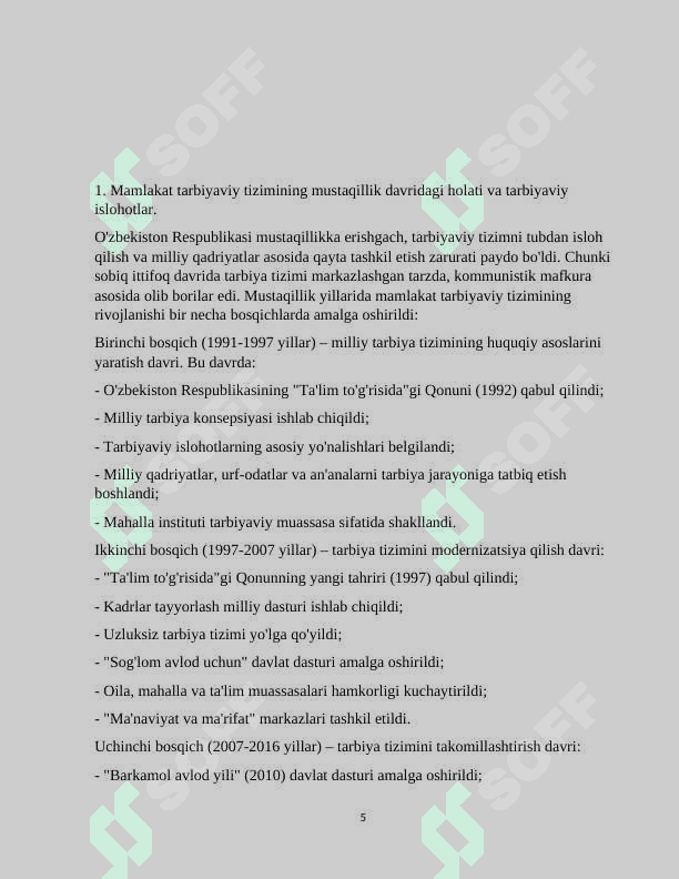 Mamlakatning tarbiyaviy  tizimi 5